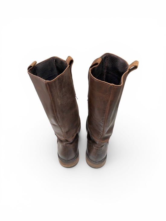 Vintage Made in Italy Brown Leather Mid-Calf Boots Side Zip EU 41 13.5\